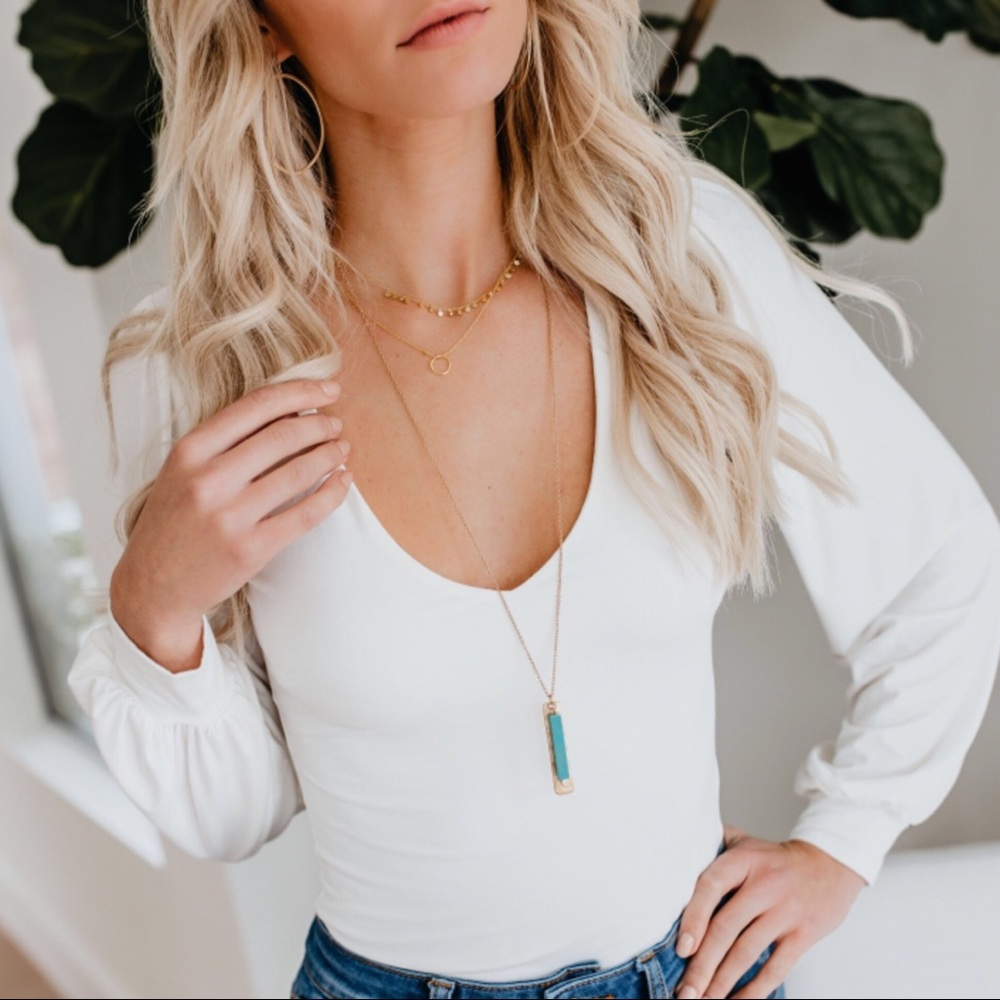 LAST‼️ Penelope Billowed Bodysuit-White - Picture 2 of 8